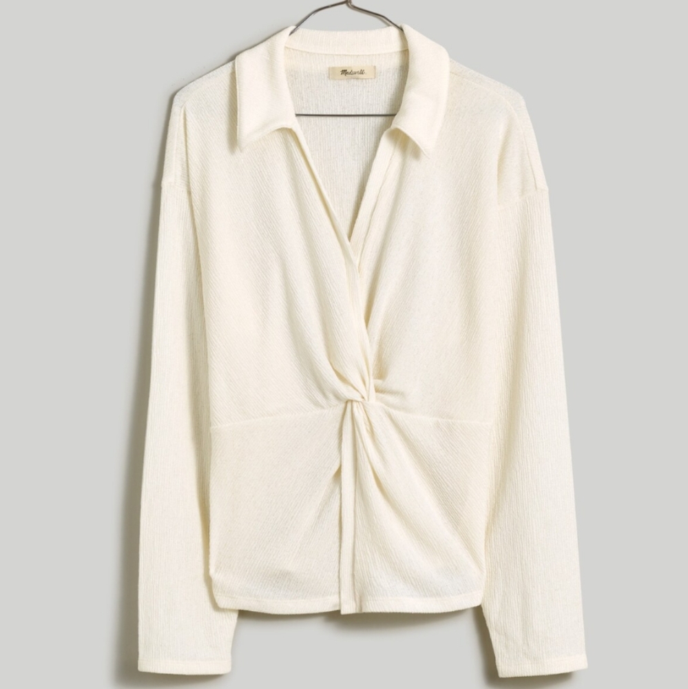 Madewell Twist-Front Long-Sleeve Top sz small